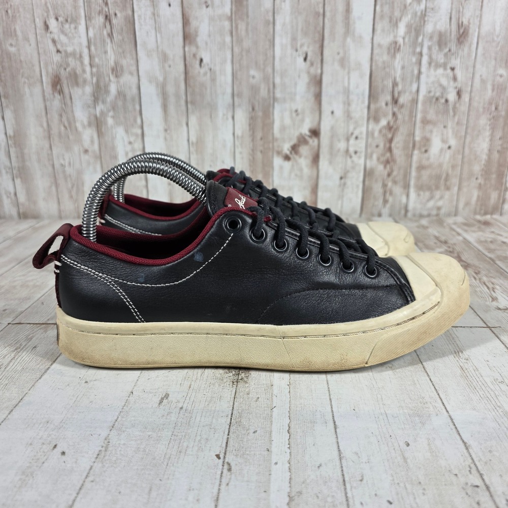 Converse Jack Purcell Signature Black Leather Sneakers 153613C Womens 8 Mens 6.5
